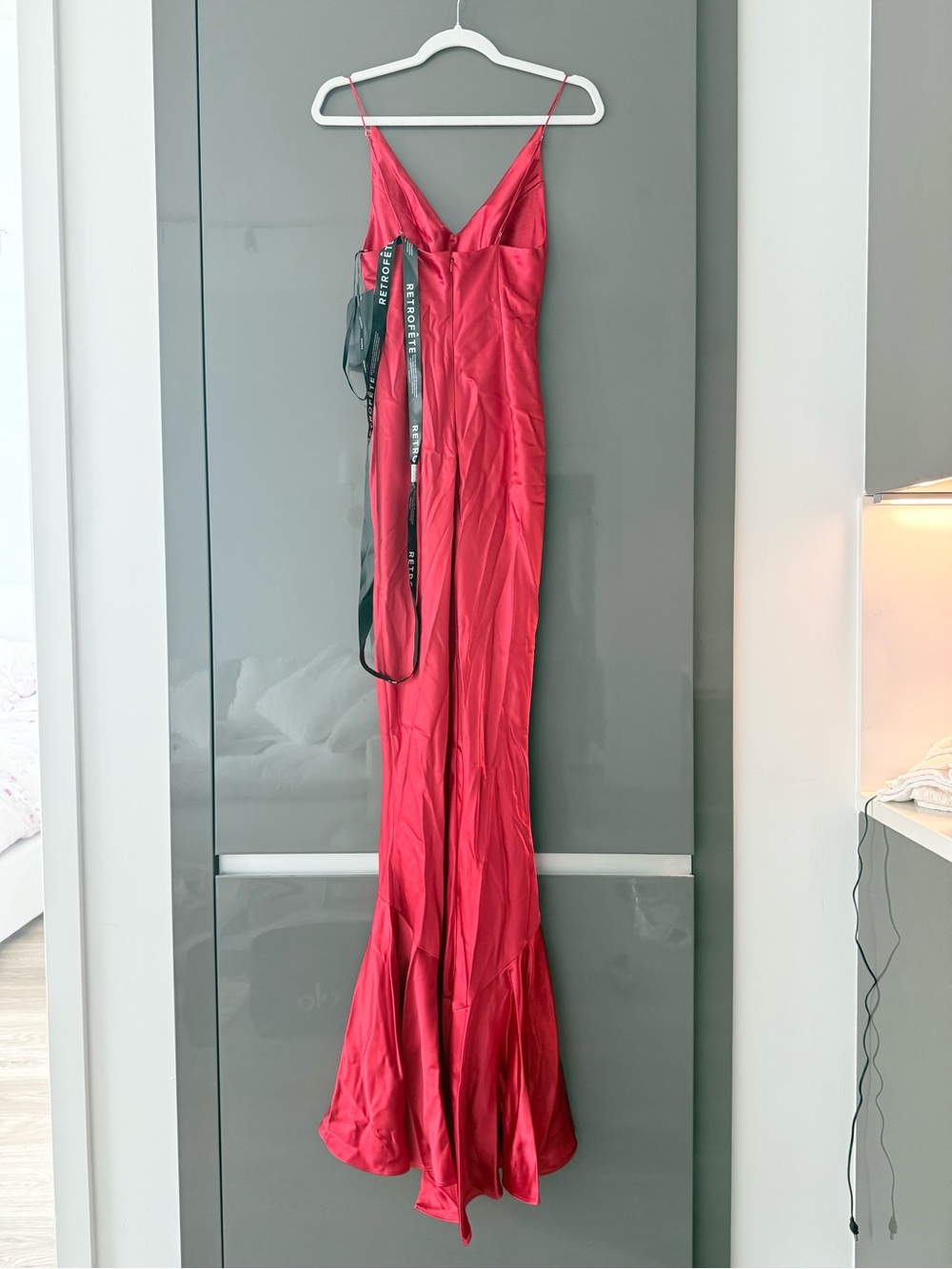Retrofête Rosalia Red Satin Maxi Dress